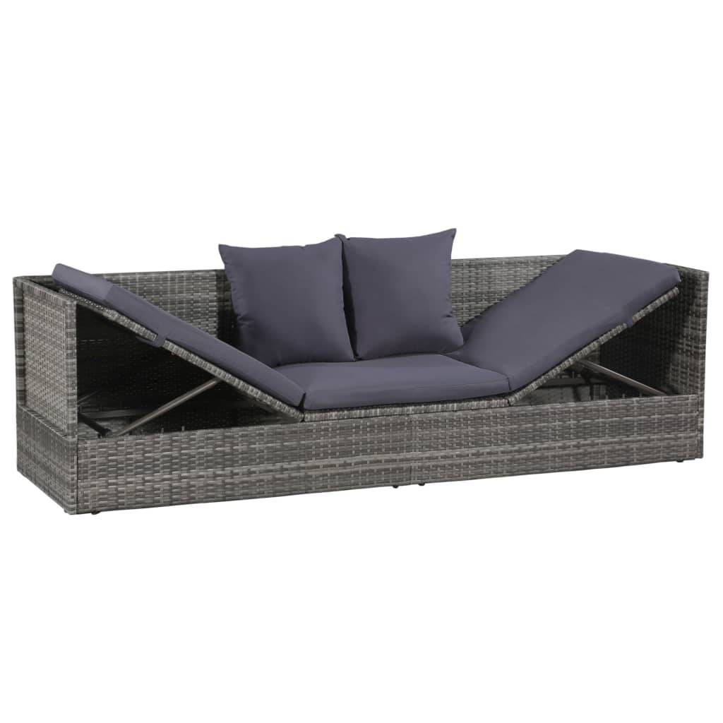 vidaXL Garten-Sofabett 200x60 cm Poly Rattan Grau