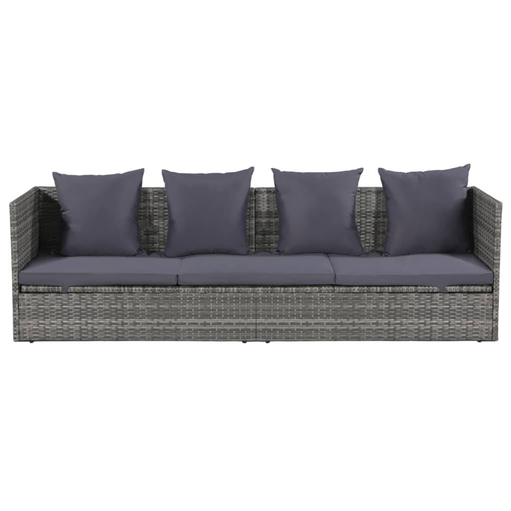 vidaXL Garten-Sofabett 200x60 cm Poly Rattan Grau