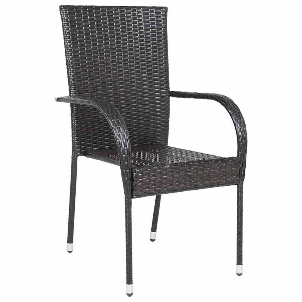 vidaXL Stapelbare Gartenstühle 2 Stk. Poly Rattan Braun
