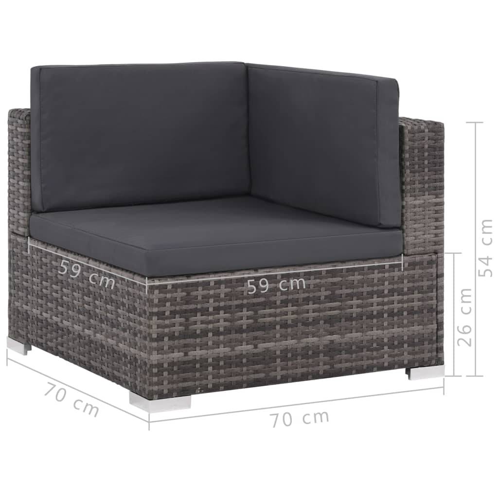 vidaXL 6-tlg. Garten-Lounge-Set mit Auflagen Poly Rattan Grau