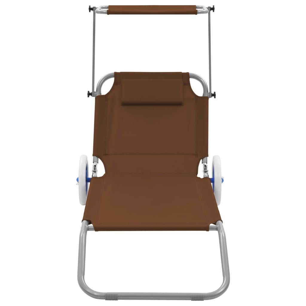 vidaXL Klappliege mit Sonnenschutz und Rädern Stahl Taupe