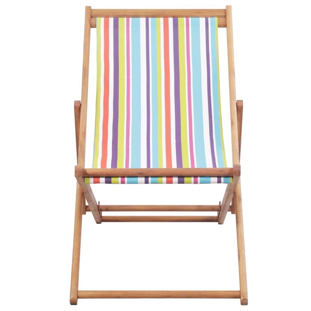 vidaXL Strandstuhl Klappbar Stoff und Massivholz Mehrfarbig