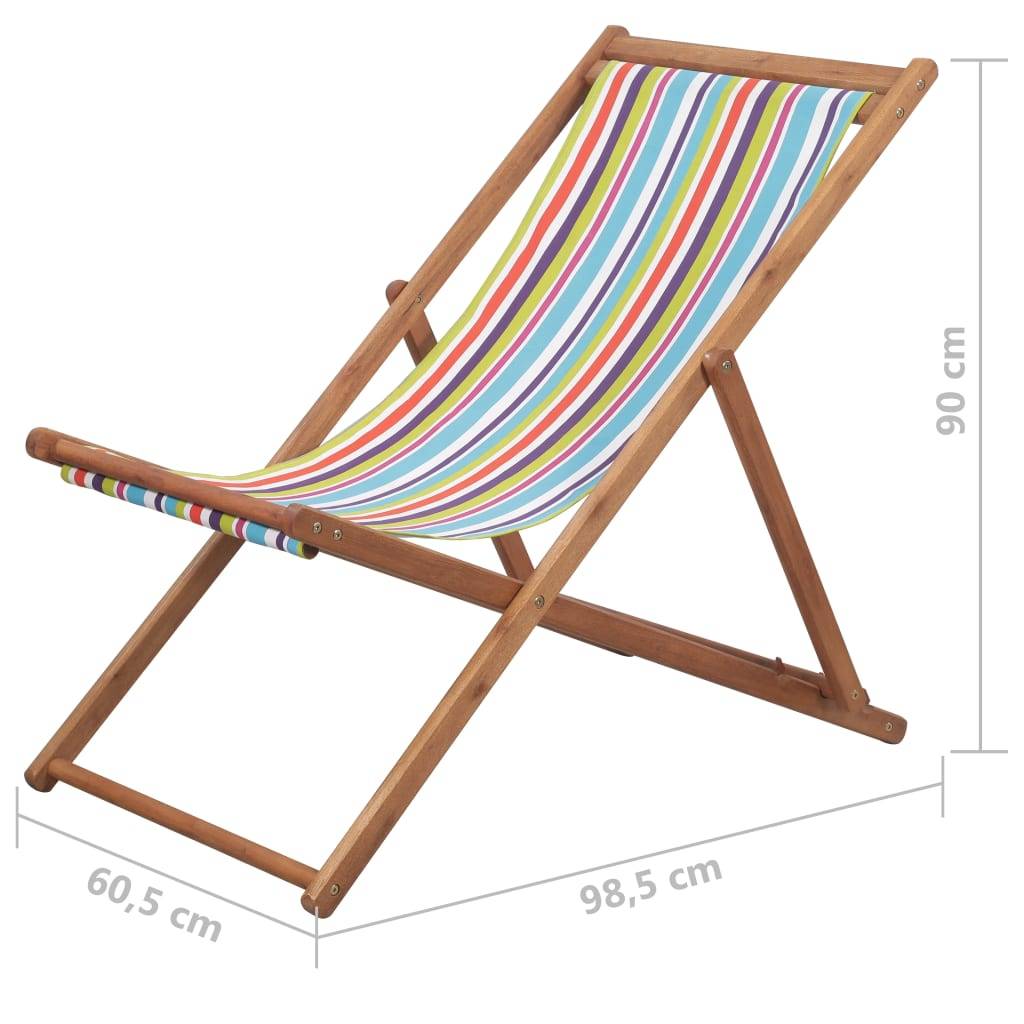 vidaXL Strandstuhl Klappbar Stoff und Massivholz Mehrfarbig