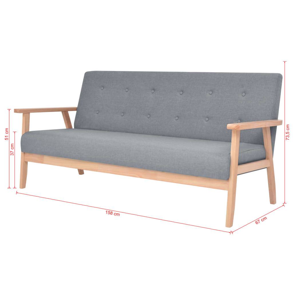 vidaXL 3-Sitzer-Sofa Stoff Hellgrau
