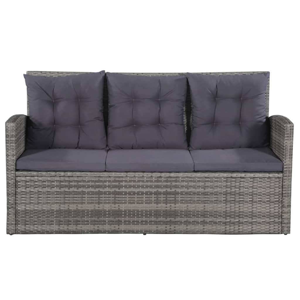 vidaXL 6-tlg. Garten-Lounge-Set mit Auflagen Poly Rattan Grau