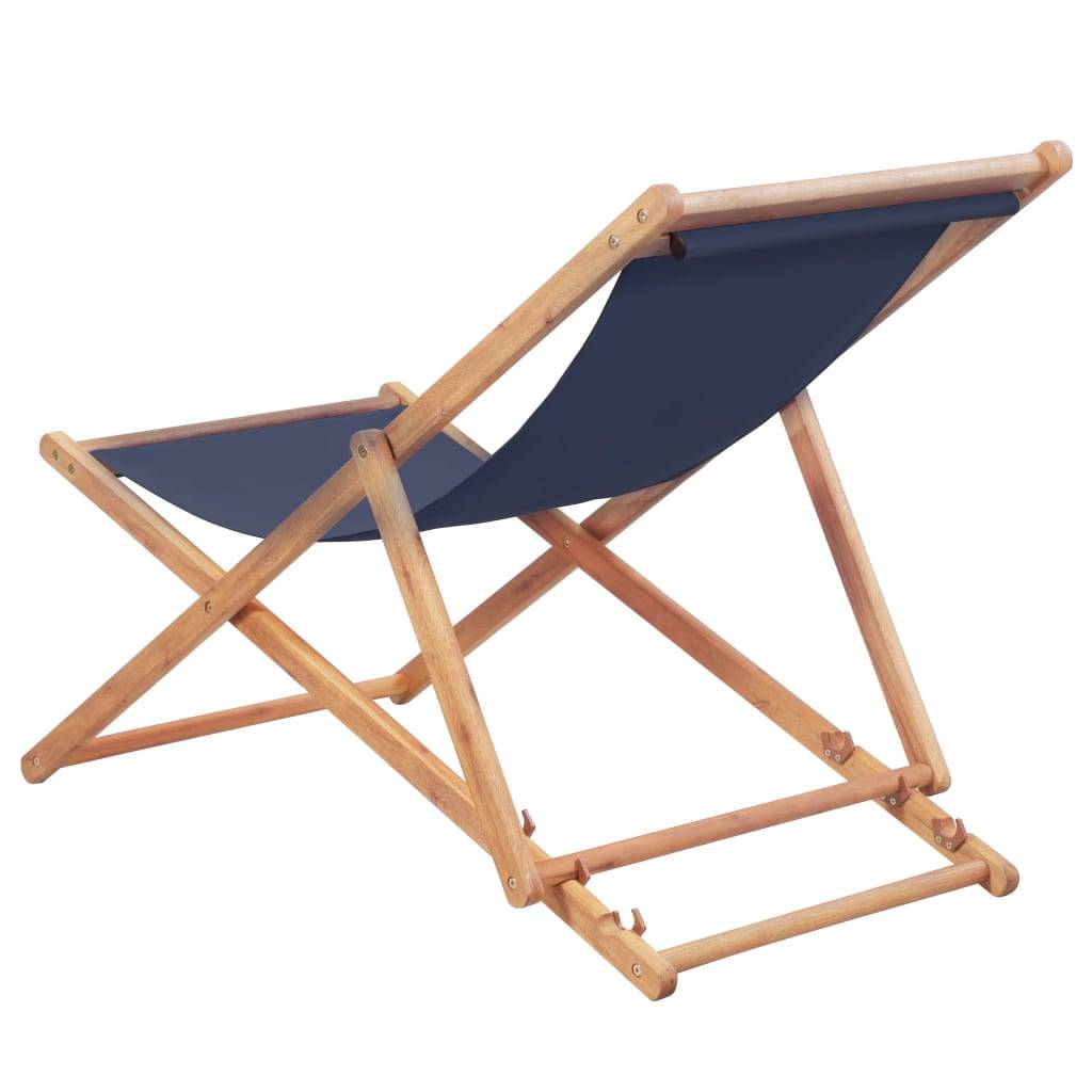 vidaXL Strandstuhl Klappbar Stoff und Massivholz Blau