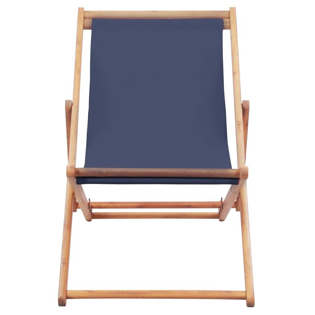 vidaXL Strandstuhl Klappbar Stoff und Massivholz Blau