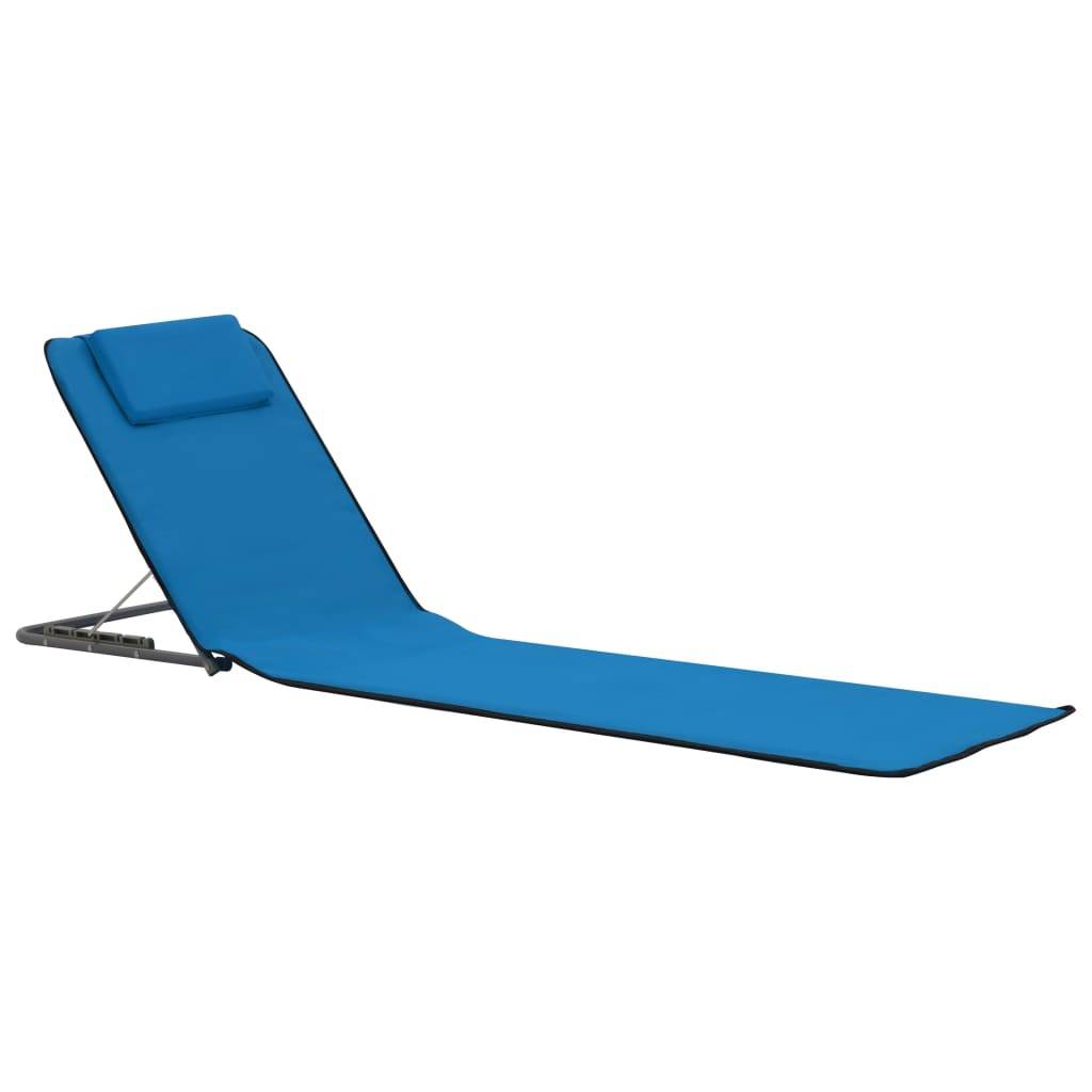 vidaXL Klappbare Strandmatte 2 Stk. Stahl und Stoff Blau