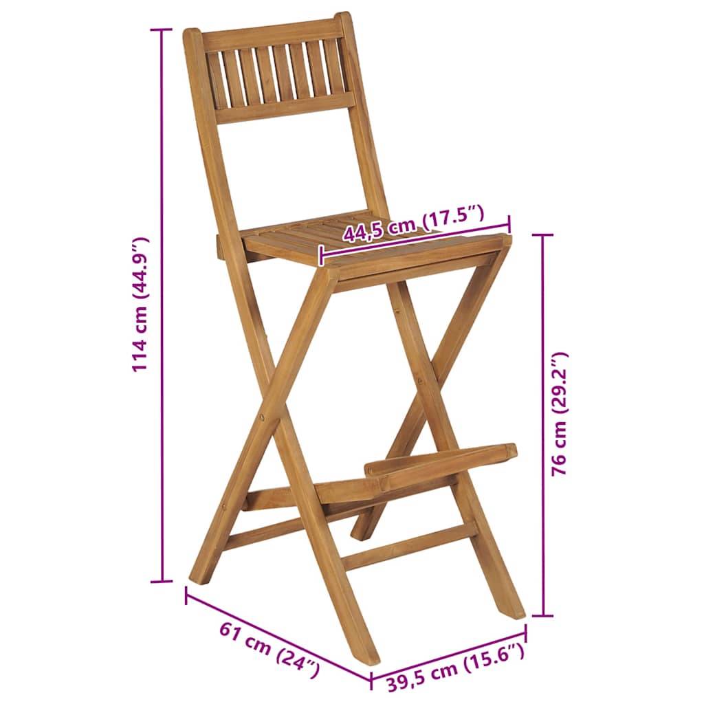vidaXL Klappbare Garten-Barhocker 2 Stk. Massivholz Teak