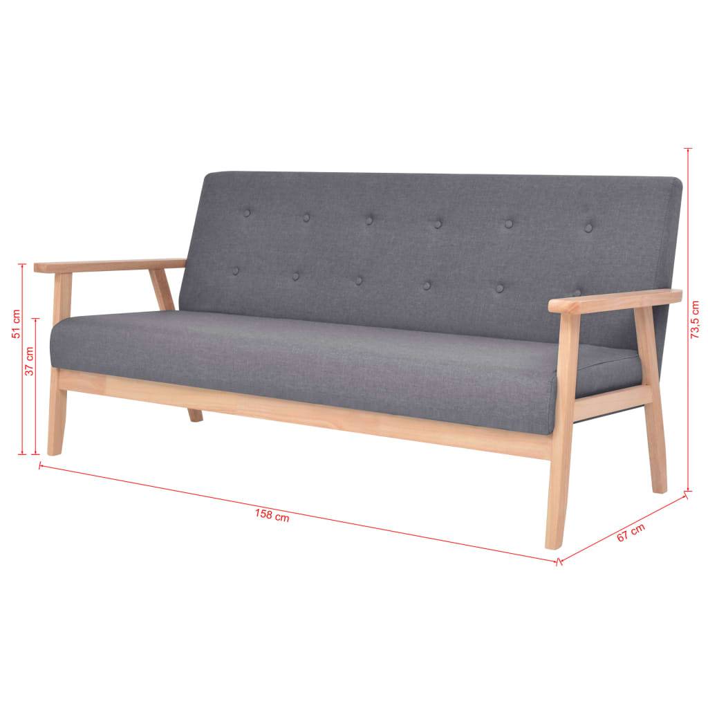 vidaXL Sofa-Set 3-tlg. Stoff Dunkelgrau