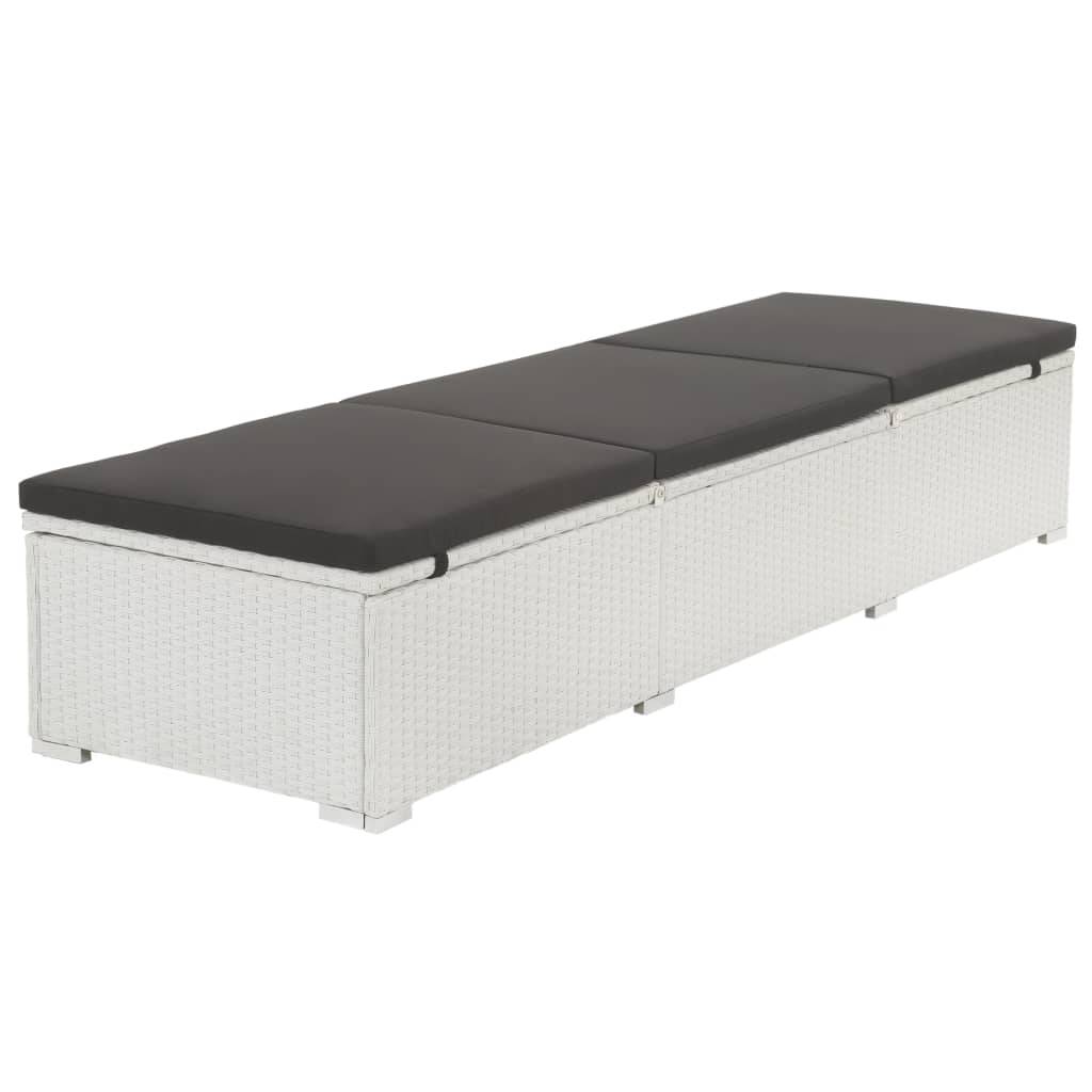 vidaXL Sonnenliege mit Auflage Poly Rattan Weiß