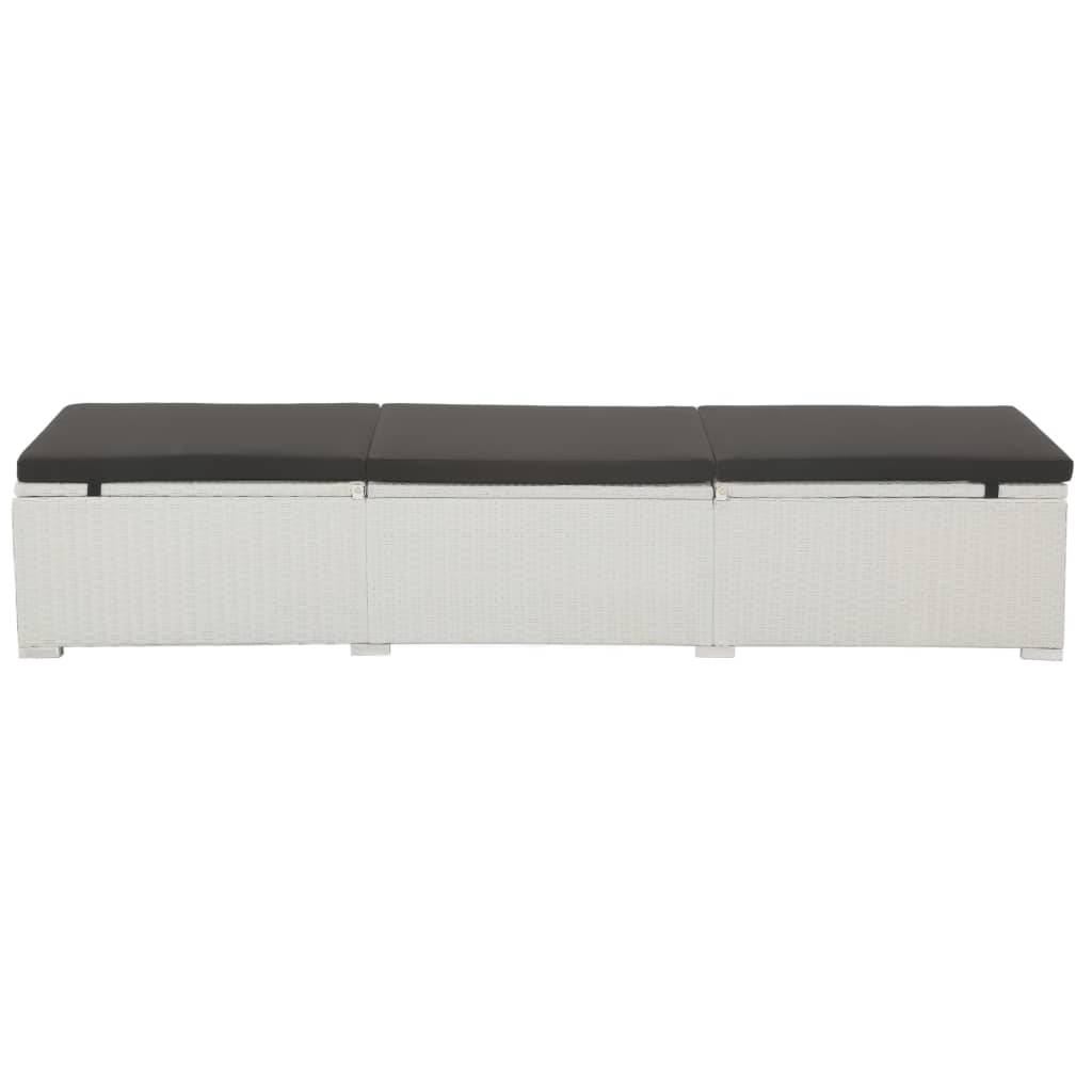 vidaXL Sonnenliege mit Auflage Poly Rattan Weiß