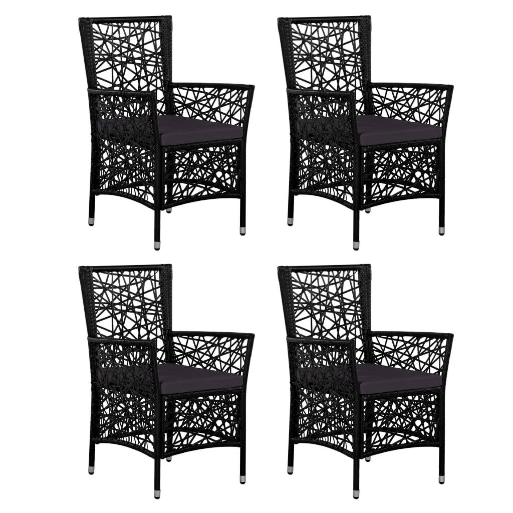 vidaXL 5-tlg. Garten-Essgruppe Poly Rattan Schwarz