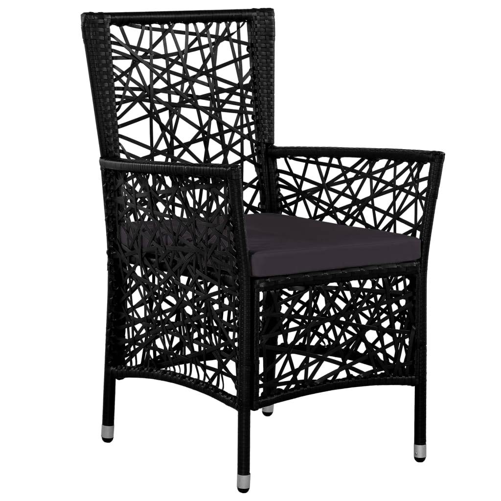 vidaXL 5-tlg. Garten-Essgruppe Poly Rattan Schwarz