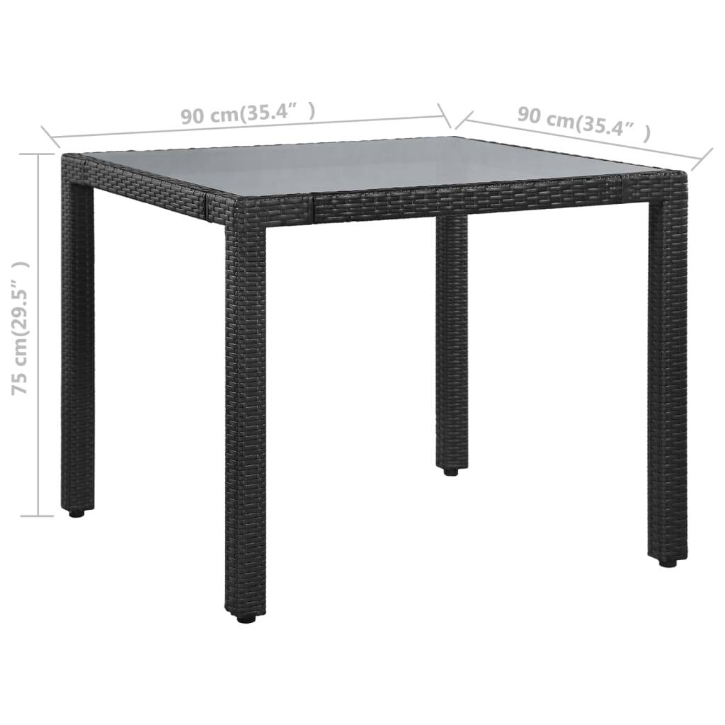 vidaXL 5-tlg. Garten-Essgruppe Poly Rattan Schwarz