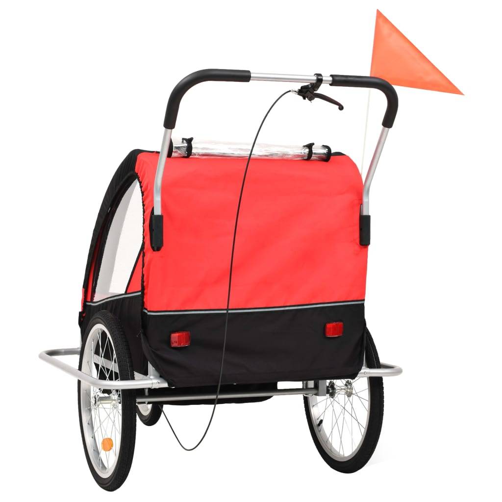 vidaXL 2-in-1 Fahrradanhänger und Kinderwagen Schwarz und Rot