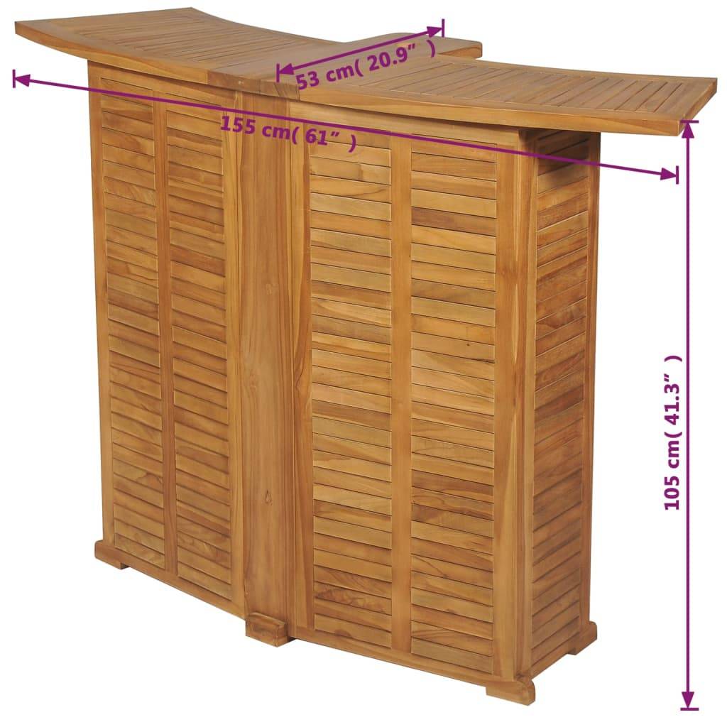 vidaXL Klappbarer Bartisch 155x53x105 cm Teak Massiv