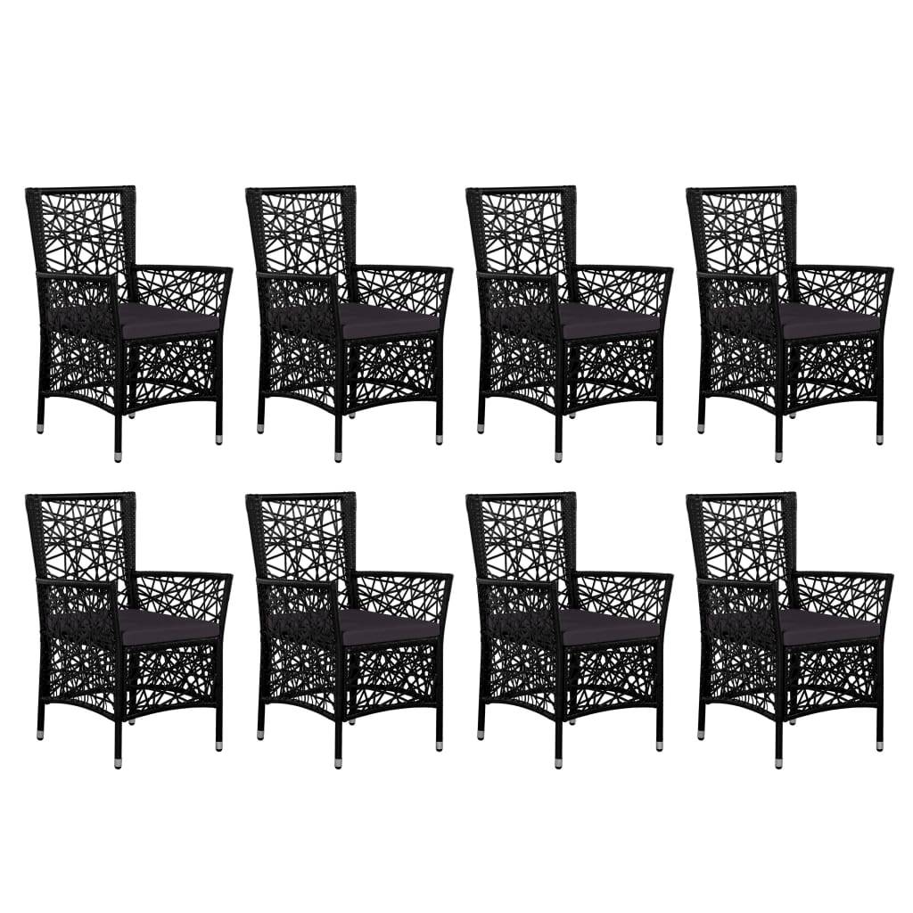 vidaXL 9-tlg. Garten-Essgruppe Poly Rattan Schwarz