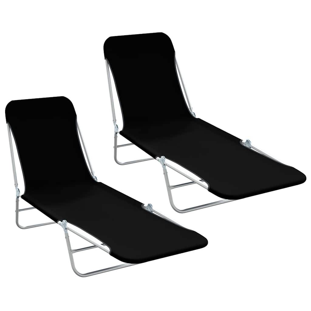 vidaXL Klappliegen 2 Stk. Stahl und Stoff Schwarz