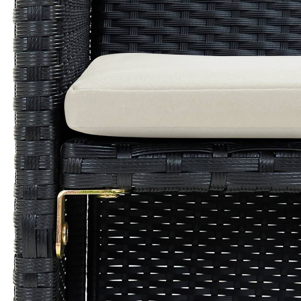 vidaXL 2-Sitzer-Gartensofa mit Polstern Schwarz Poly Rattan