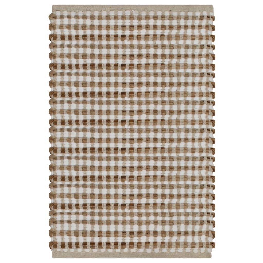 vidaXL Handgewebtes Badematten-Set Jute Stoff Natur und Weiß
