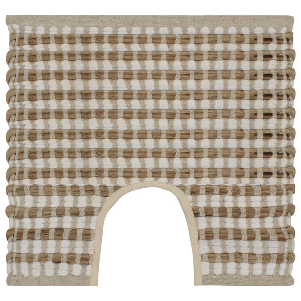 vidaXL Handgewebtes Badematten-Set Jute Stoff Natur und Weiß
