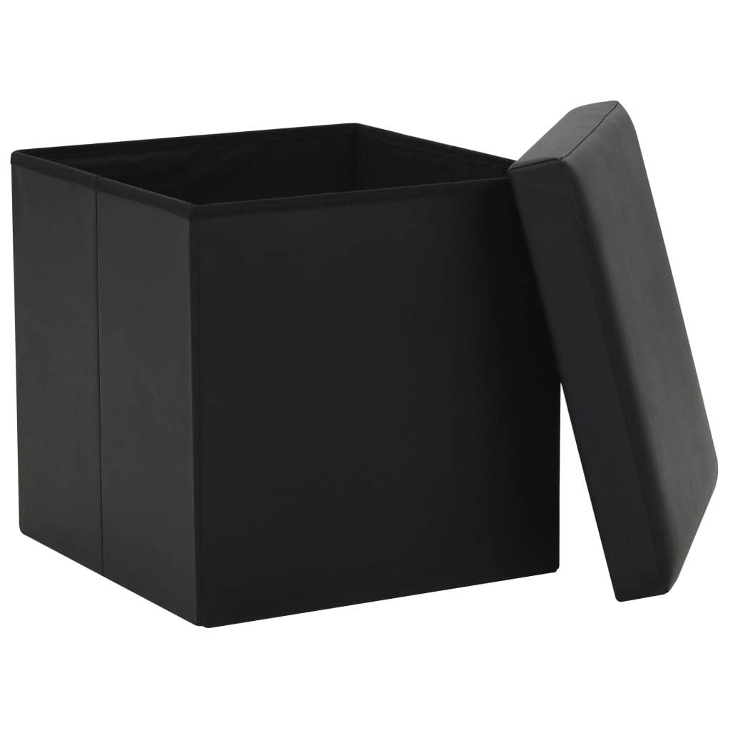 vidaXL Hocker mit Stauraum Schwarz Kunstleder