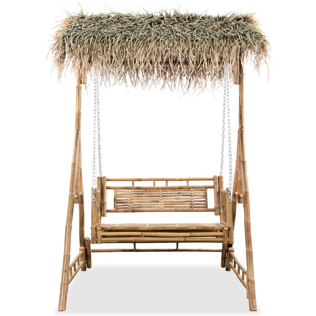 vidaXL Hollywoodschaukel 2-Sitzer mit Palmblättern Bambus 202 cm