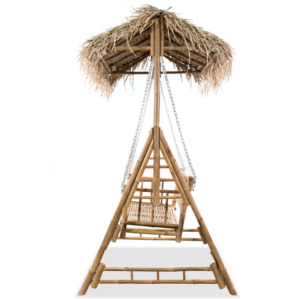 vidaXL Hollywoodschaukel 2-Sitzer mit Palmblättern Bambus 202 cm