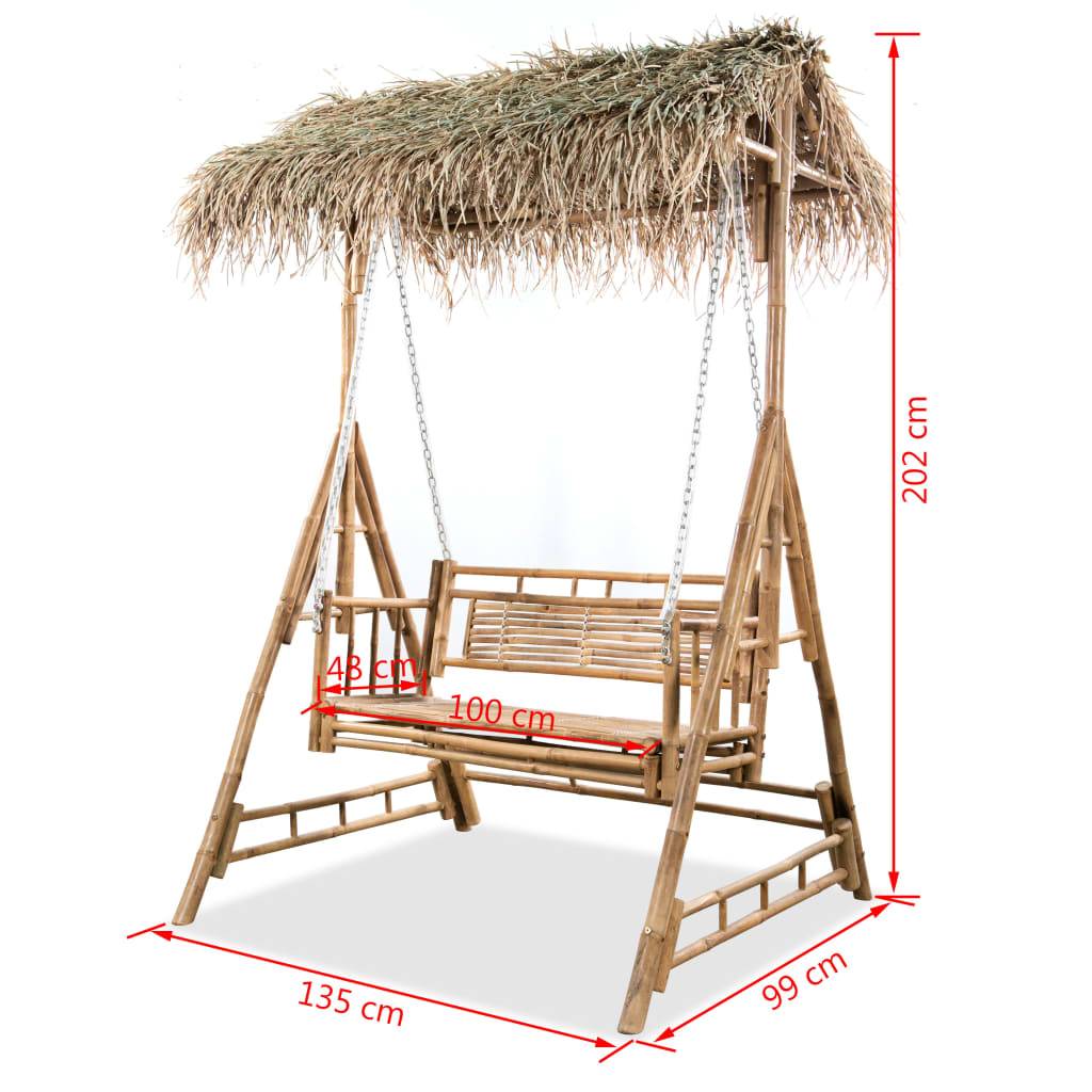 vidaXL Hollywoodschaukel 2-Sitzer mit Palmblättern Bambus 202 cm