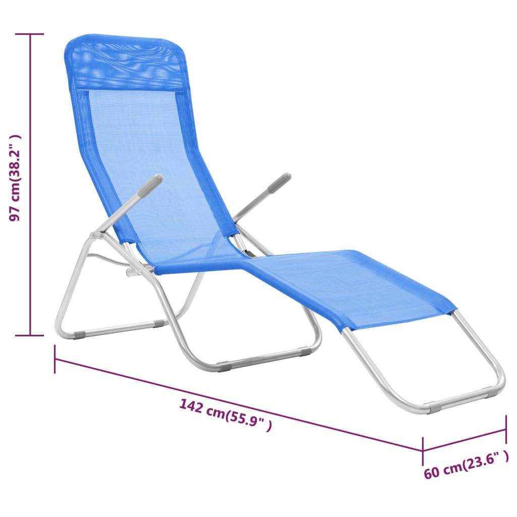 vidaXL Klappliegen 2 Stk. Textilene Blau