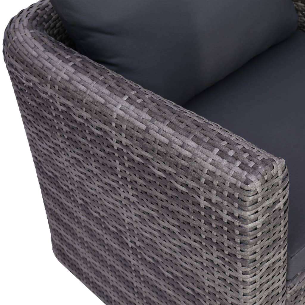 vidaXL Gartenstuhl mit Polster und Kissen Poly Rattan Grau