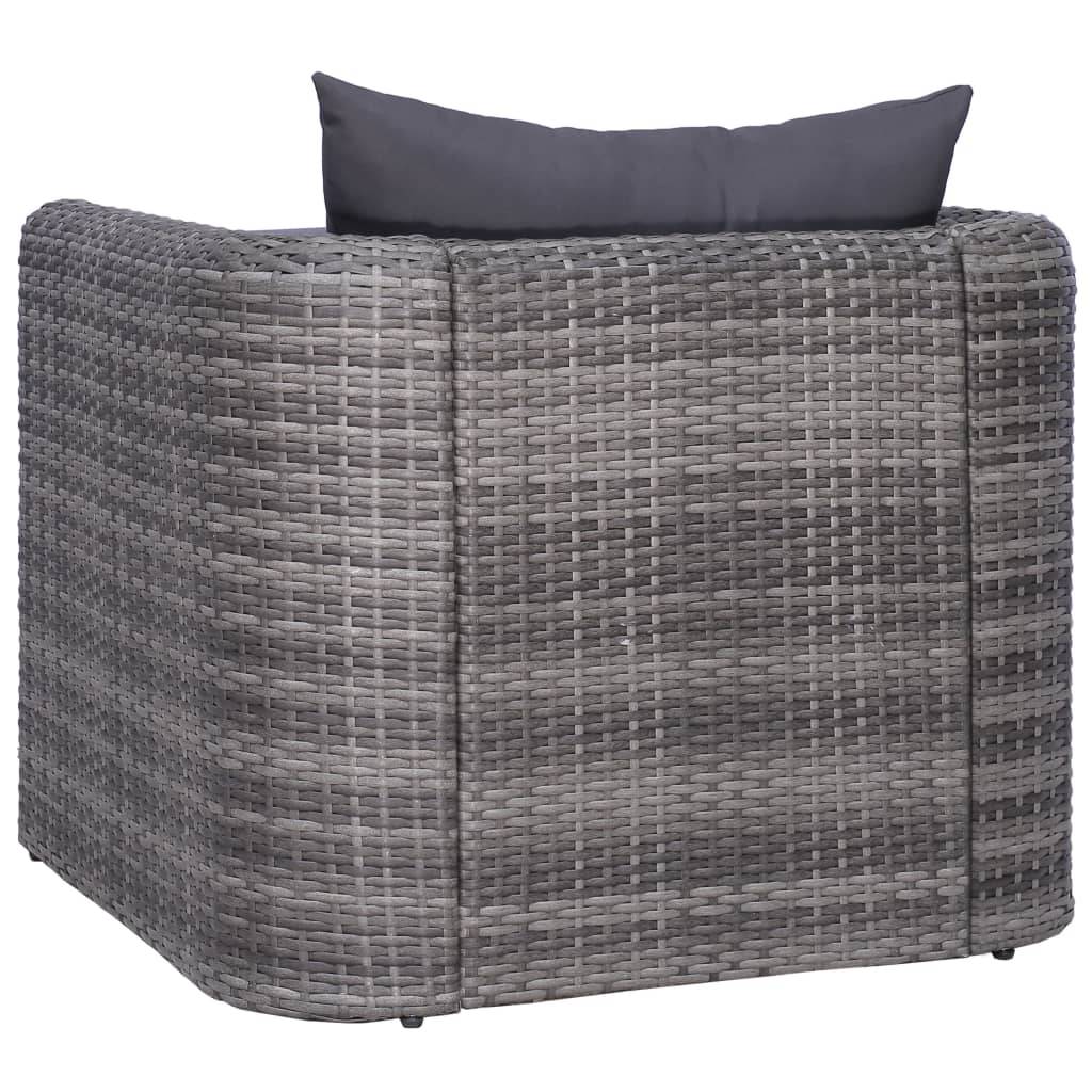 vidaXL Gartenstuhl mit Polster und Kissen Poly Rattan Grau