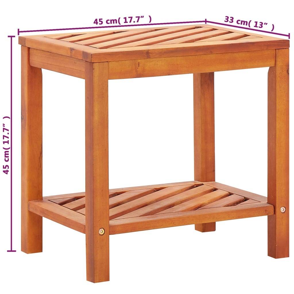 vidaXL Beistelltisch Akazienholz Massiv 45 x 33 x 45 cm