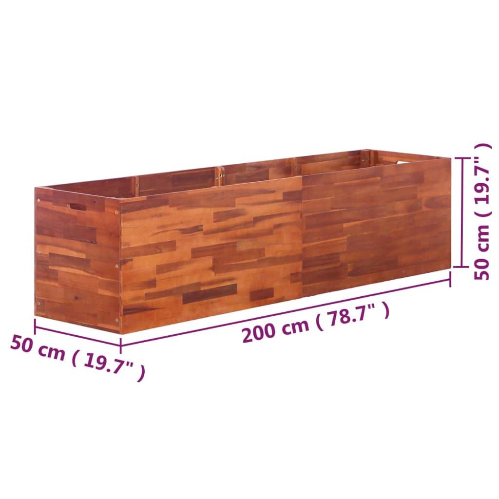 vidaXL Garten-Hochbeet Akazienholz 200x50x50 cm