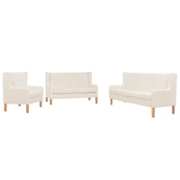 vidaXL 3-tlg. Sofa-Set Stoff Cremeweiß vidaXL 3-tlg. Sofa-Set Stoff Cremeweiß