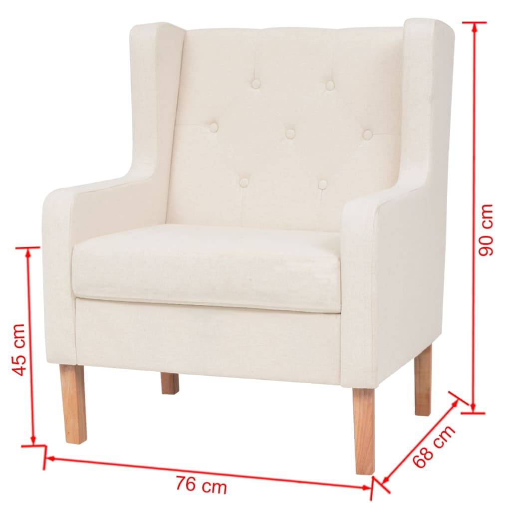 vidaXL Sessel Cremeweiß Stoff