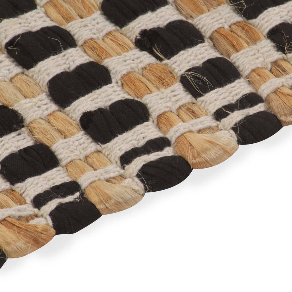 vidaXL Handgewebtes Badematten-Set Jute Stoff Natur und Schwarz