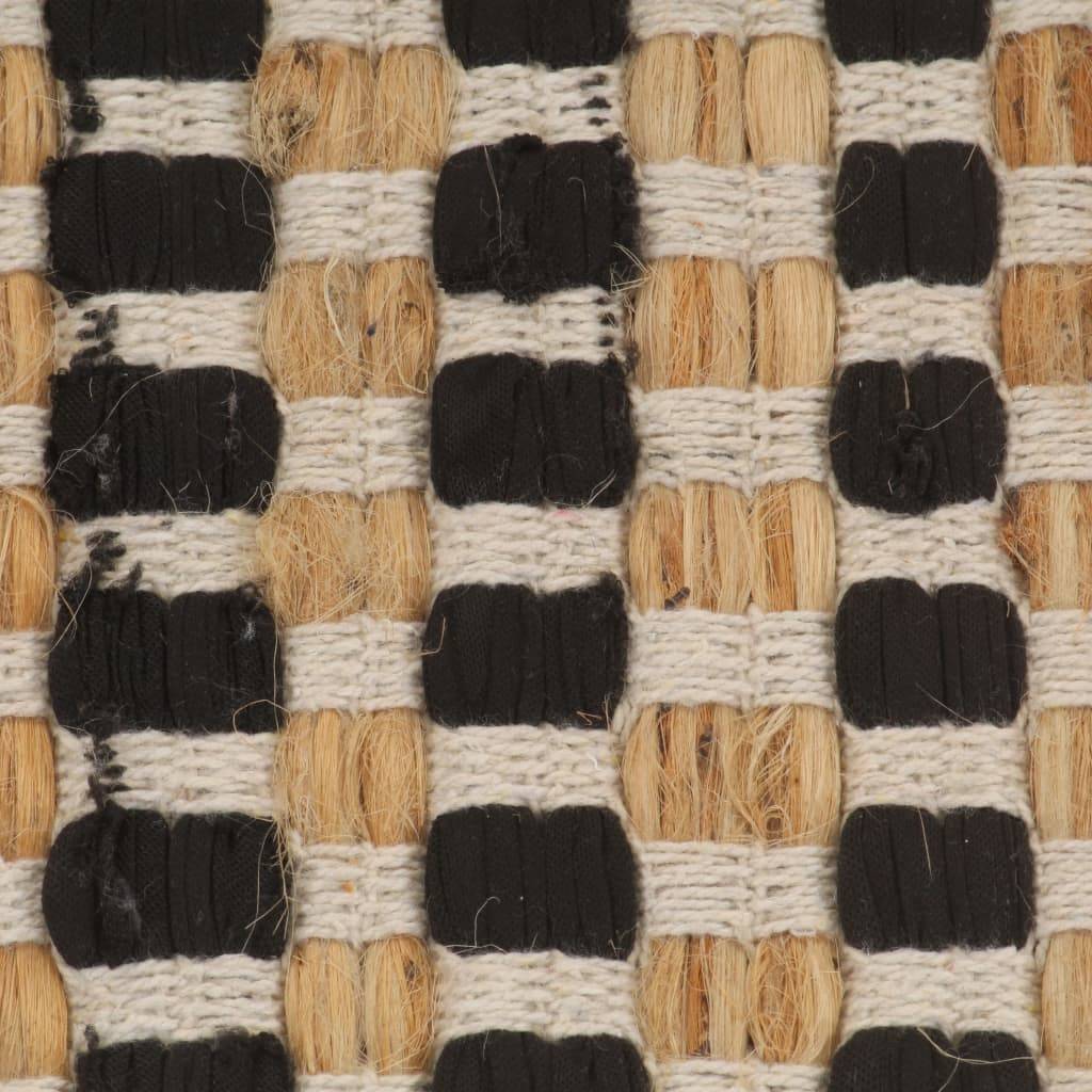 vidaXL Handgewebtes Badematten-Set Jute Stoff Natur und Schwarz