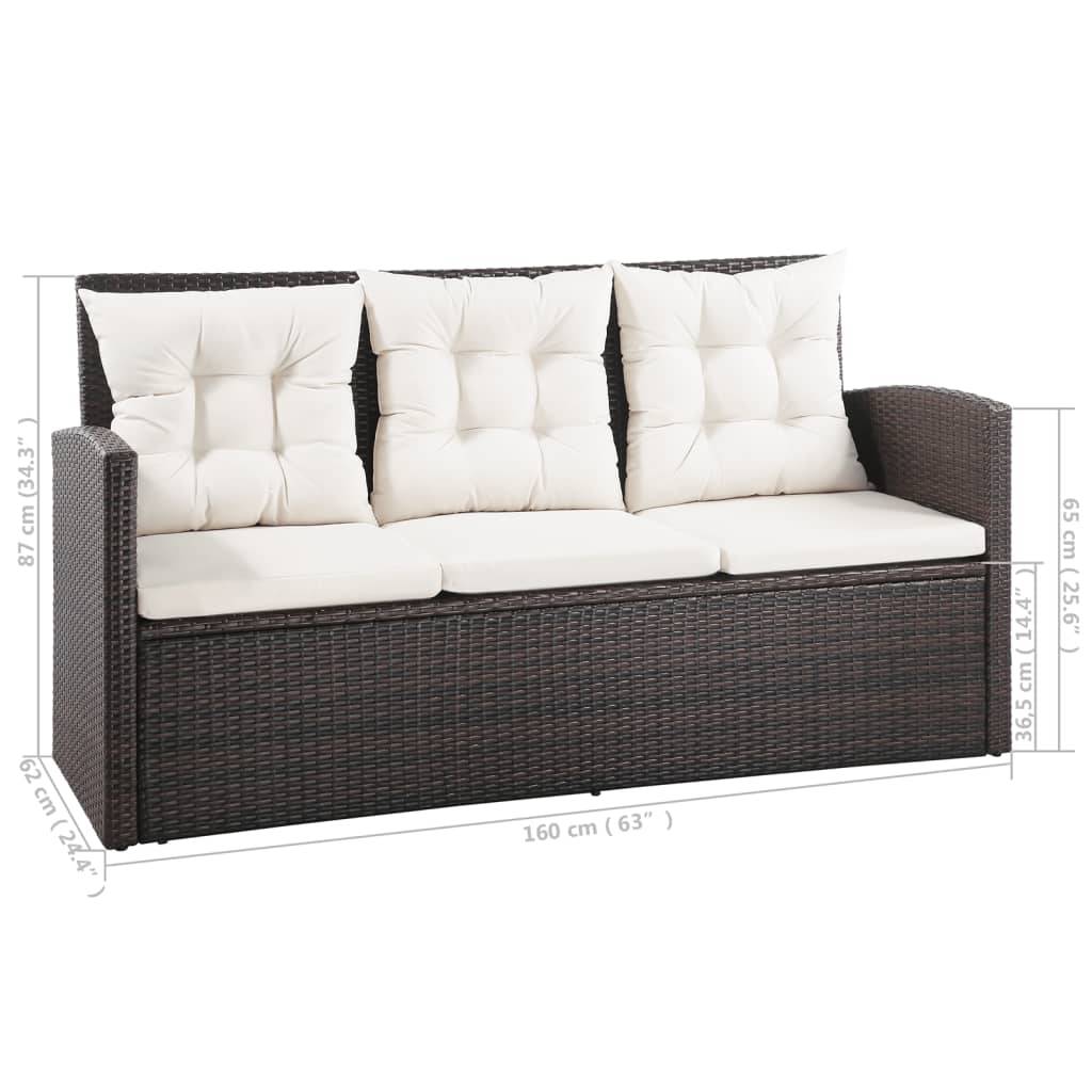 vidaXL 5-tlg. Garten-Lounge-Set mit Auflagen Poly Rattan Braun