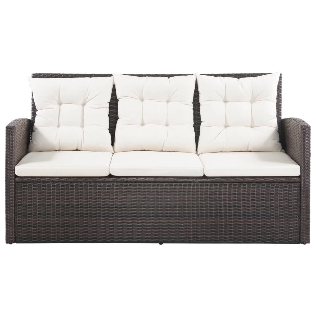 vidaXL 5-tlg. Garten-Lounge-Set mit Auflagen Poly Rattan Braun