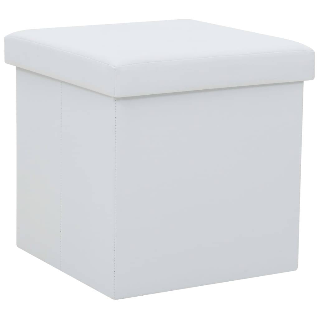 vidaXL Hocker mit Stauraum 2 Stk. Weiß Kunstleder