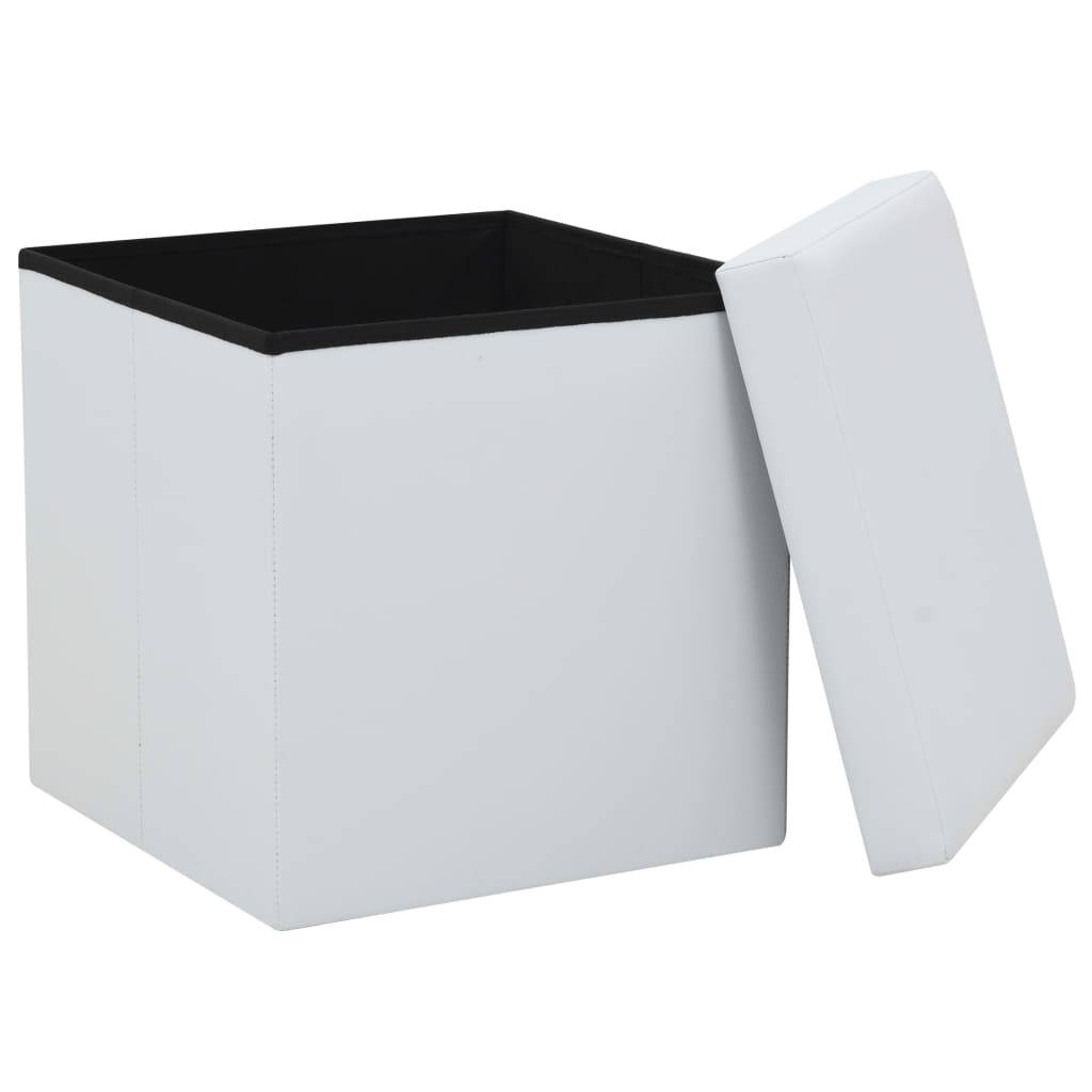 vidaXL Hocker mit Stauraum 2 Stk. Weiß Kunstleder