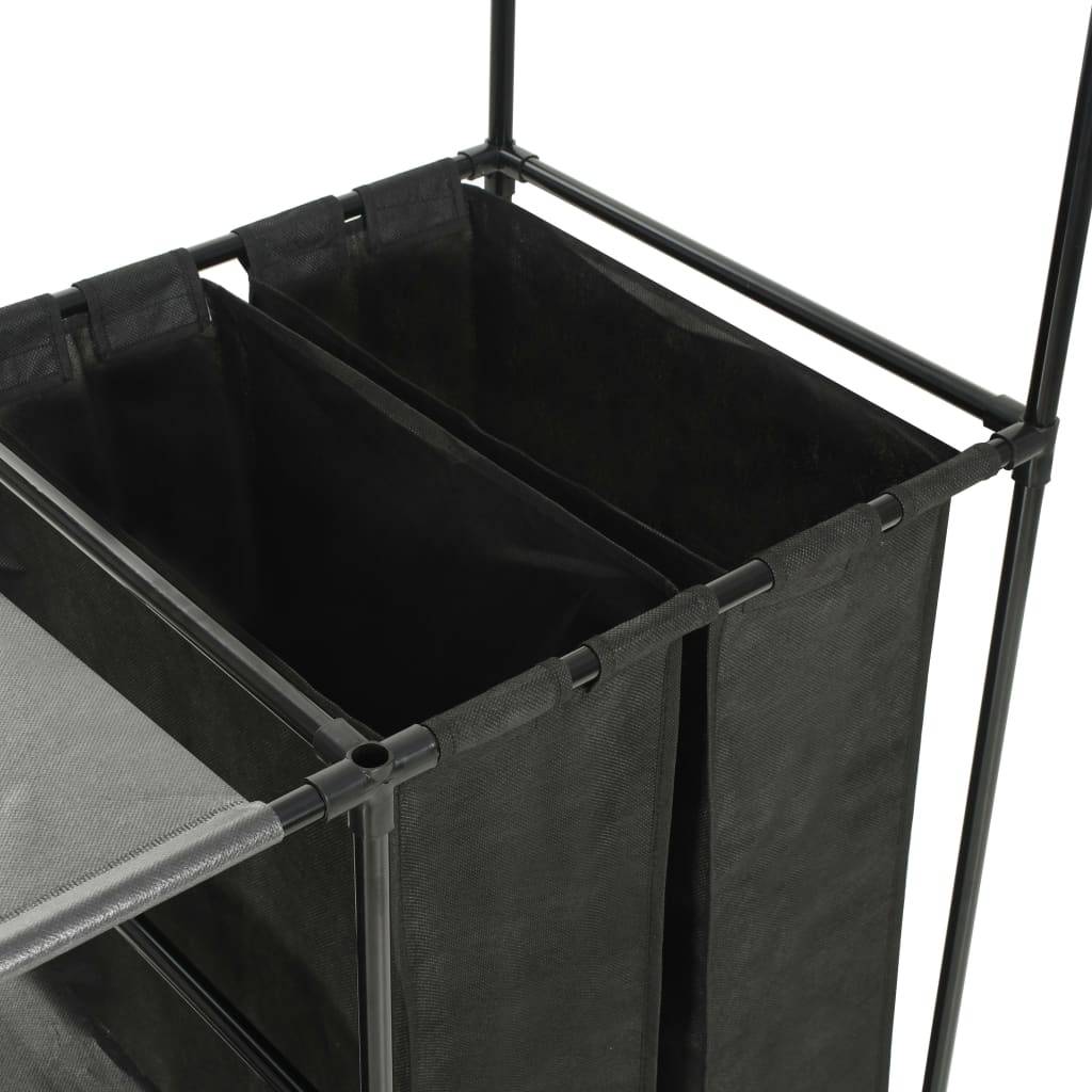 vidaXL Kleiderständer Stahl und Vliesstoff 87x44x158 cm Schwarz