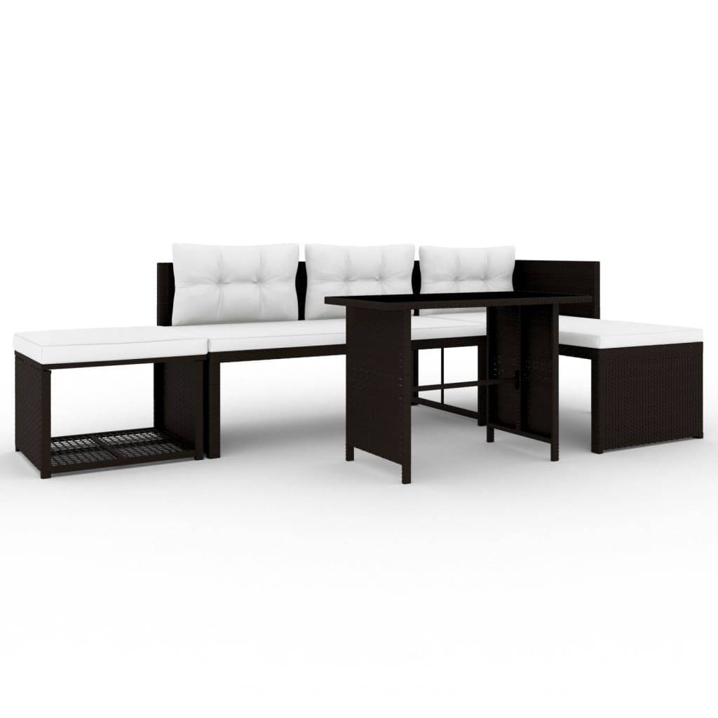 vidaXL 4-tlg. Garten-Lounge-Set Poly Rattan Braun