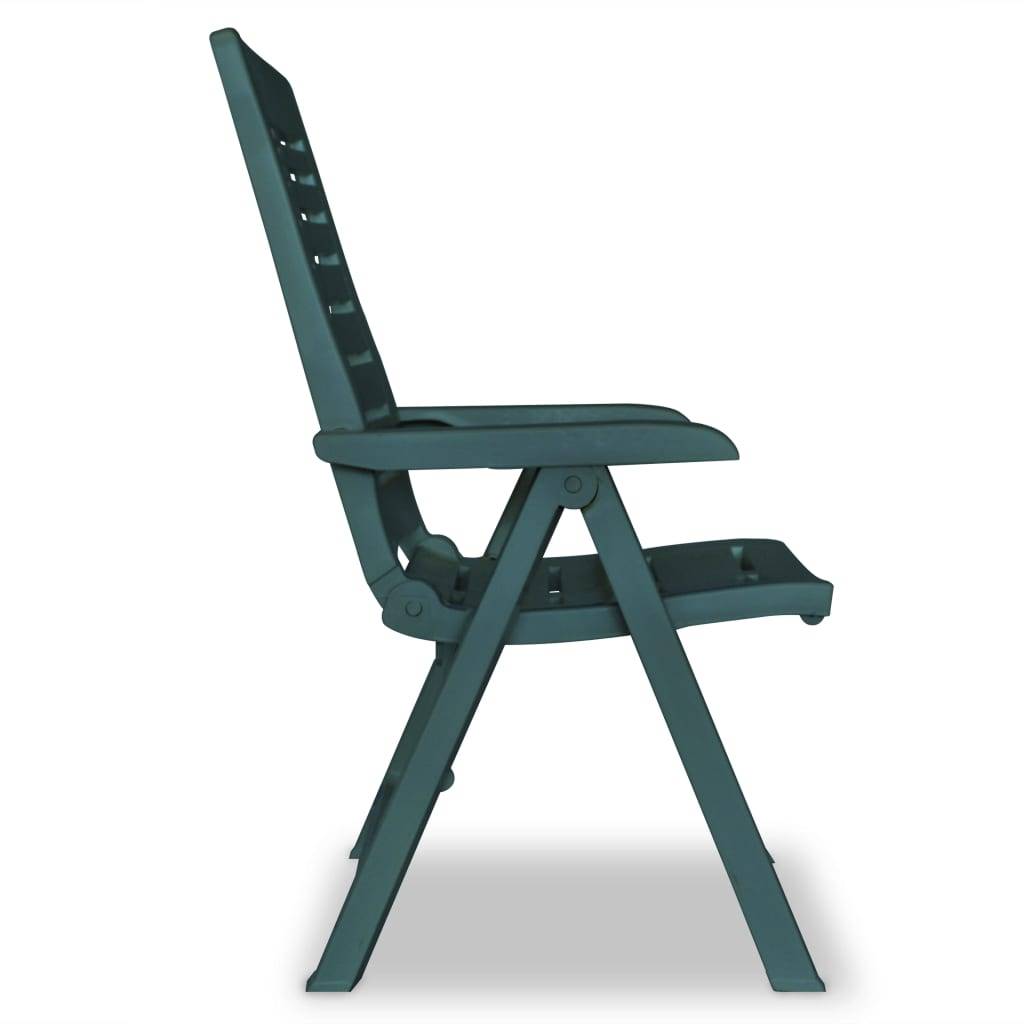 vidaXL Verstellbare Gartenstühle 2 Stk. Kunststoff Grün