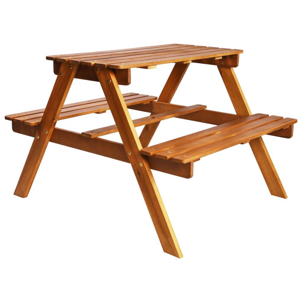 vidaXL Kinder-Picknicktisch mit Sonnenschirm 79x90x60 cm Akazienholz