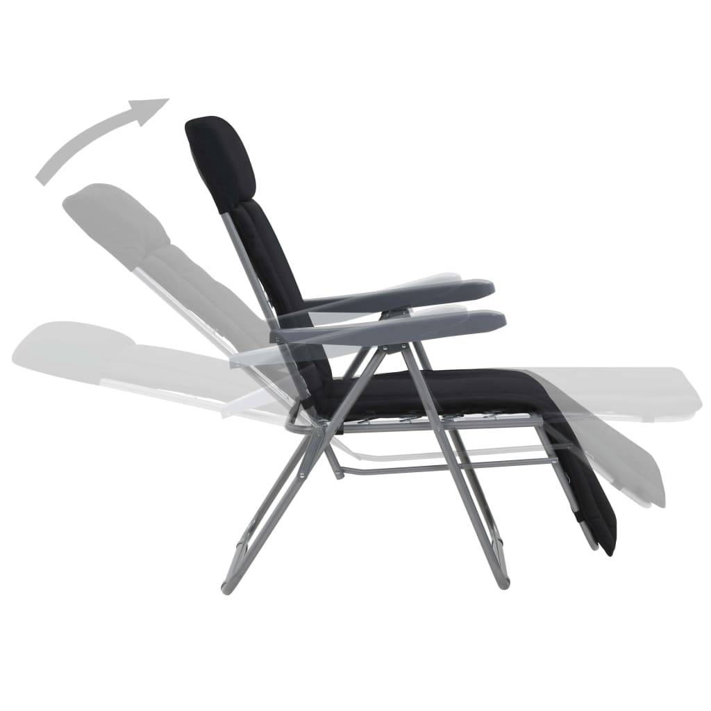 vidaXL Klappbare Gartenstühle mit Polstern 2 Stk. Schwarz