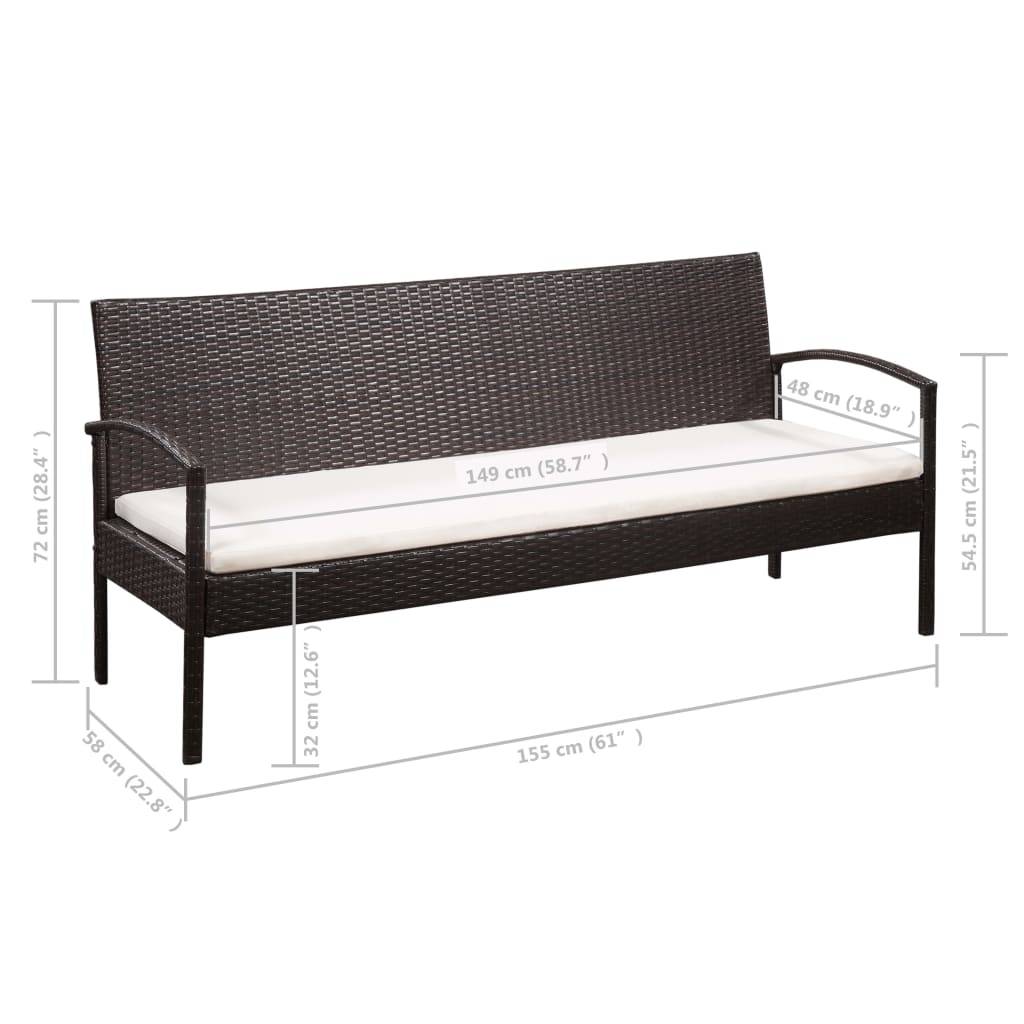 vidaXL 5-tlg. Garten-Lounge-Set mit Auflagen Poly Rattan Braun