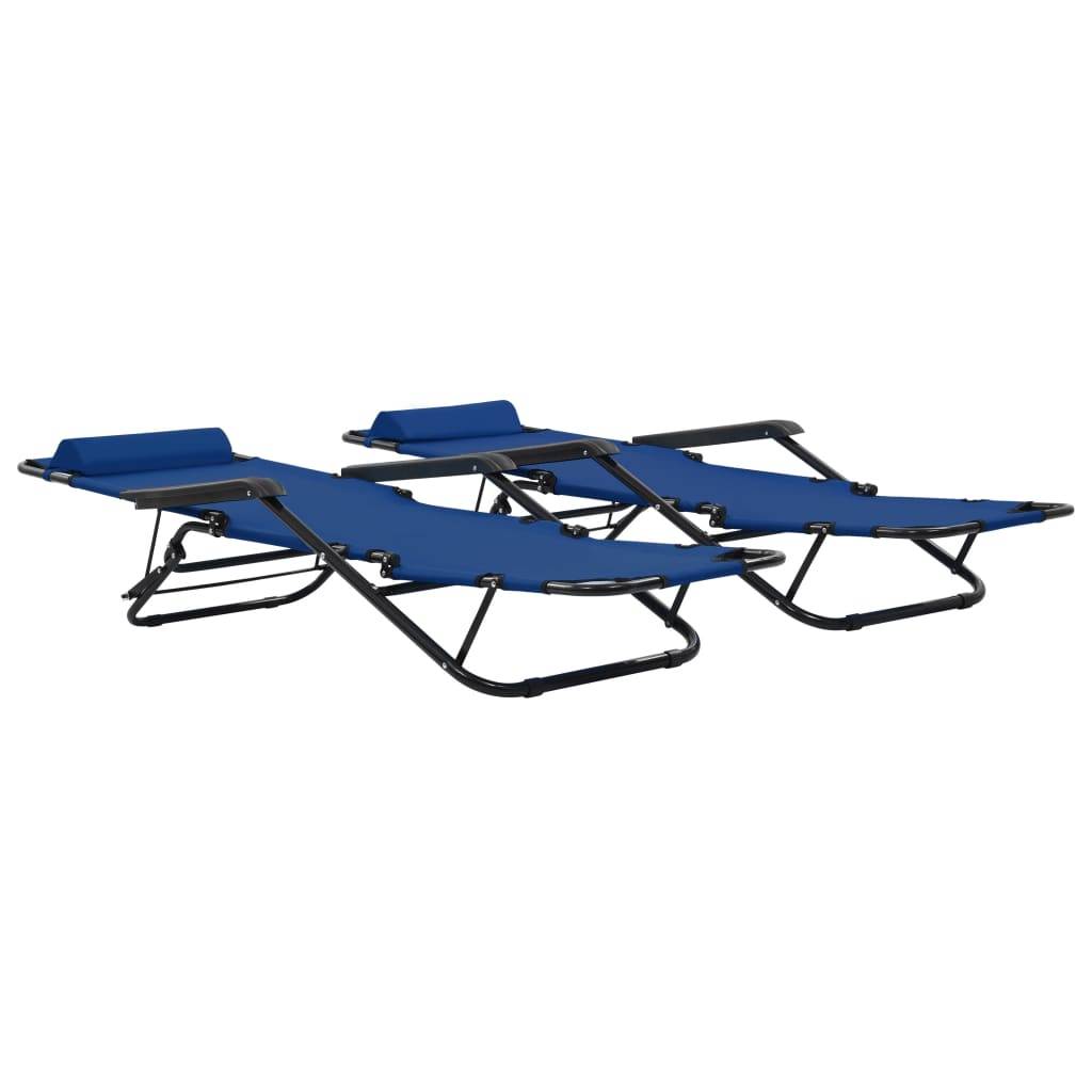 vidaXL Klappbare Sonnenliegen 2 Stk. mit Fußablage Blau